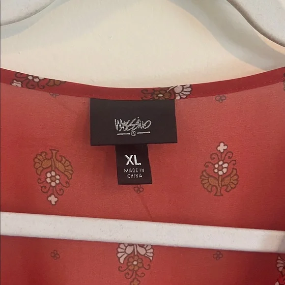 Mossimo Sheer Paisley Top‎ Chiffon Bohemian Autumn Artsy Flowy XL Peasant Rust - Picture 2 of 5